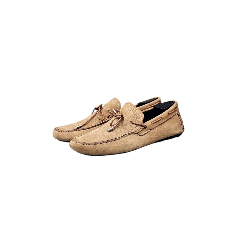 Brecos Mens Size 9 EUC Tan Nubuck Leather Italian Made Moccasins Drivers Loafers - Picture 3 of 8